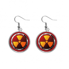 logo radioactive substances warning ear dangle silver drop ear jewelry woman