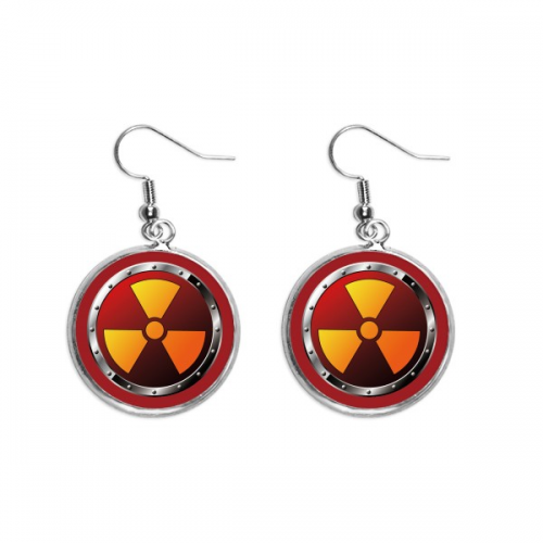 logo radioactive substances warning ear dangle silver drop ear jewelry woman