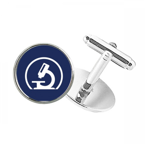 Microscope Experiment Science Judgment Round Button Cuff Clip Stud Cufflinks