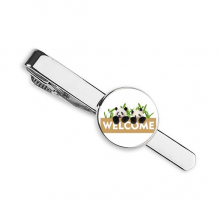 Welcome Panda Host Show Necktie Tie Clip Bar  Business Man