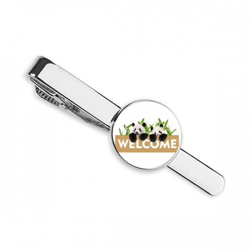 Welcome Panda Host Show Necktie Tie Clip Bar  Business Man