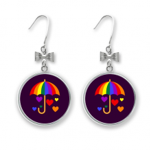 rainbow umbrella love tolerance bow ears drop stud pierced hook