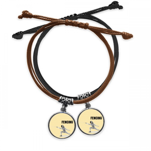 ancient sport fencing art deco  fashion bracelet double leather  wristband couple set 
