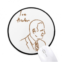 America President Person Joe Profile Sketch Mouse Pad Desktop Office Round Mat for Computer