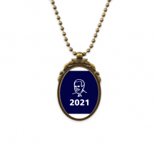 USA President Character Joseph Year Blue Antique Necklace Vintage Bead Pendant Keychain