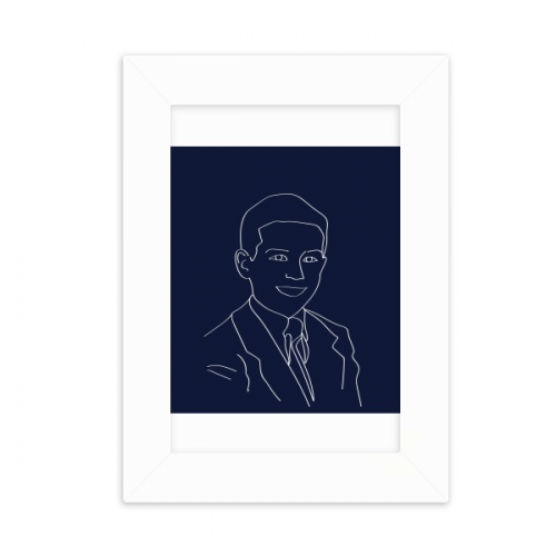 美国总统人物拜登幼年线条 实木摆台相框白色家居装饰画框6寸