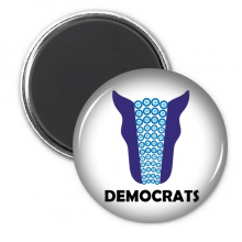 美国党派驴形象蓝色政治民主 圆形冰箱贴徽章3件装