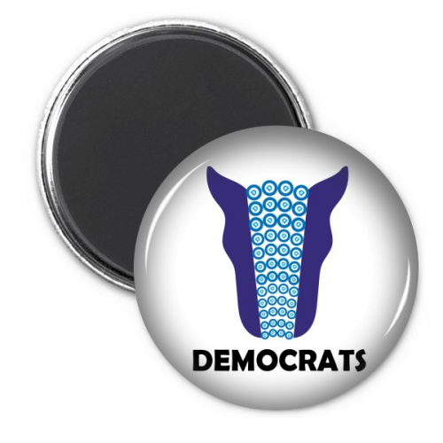 美国党派驴形象蓝色政治民主 圆形冰箱贴徽章3件装