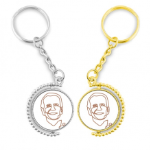美国总统人物乔艺术头像 金色旋转钥匙扣挂件