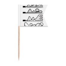 Amusement Park Black Roller Coaster Outline Toothpick Flags Labeling Marking for Party Cake Food Cheeseplate