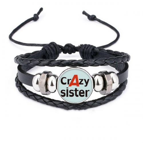 brief best cool crazy sister sibling bracelet braided leather woven  wristband