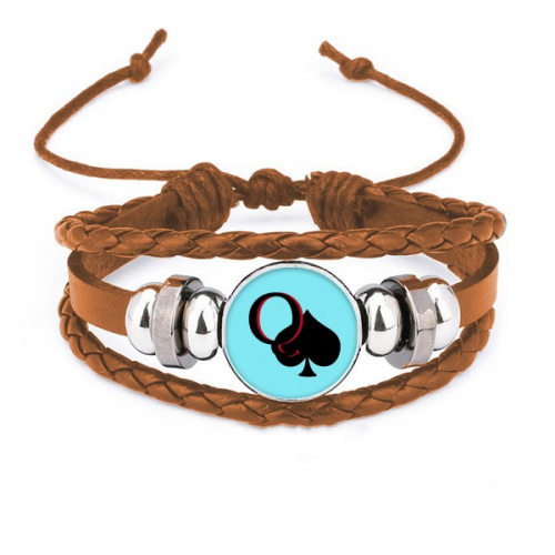 pequeen spade q poker bracelet wristband leather jewelry ornament