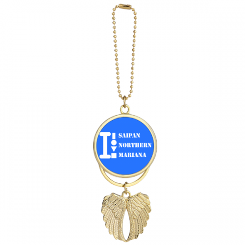Saipan Northern Mariana Art Deco  Fashion Car Keychain Angel Wing Pendant