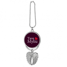 Lithuanian Mandarin Tave Myliu Language Silver Wing Car Pendant Decoration