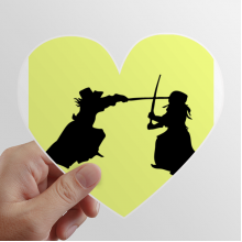 Japanese Traditional Kendo Outline Heart Vinyl Sticker Bicycle Bottle Decal