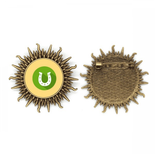 Green Round Horseshoe Logo Festival  Metall Sonne Brosche Haken Pin