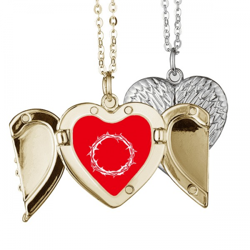 crown thorns innocent savior sacred angel wing necklpendant couple