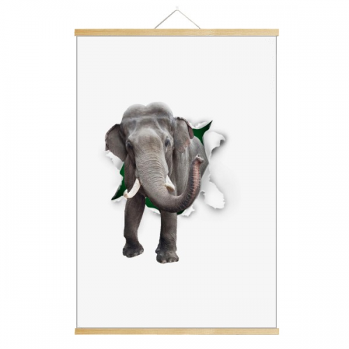 Animal Paper Breaks Impact Elephants Scroll Hanging Painting Decorative Picture