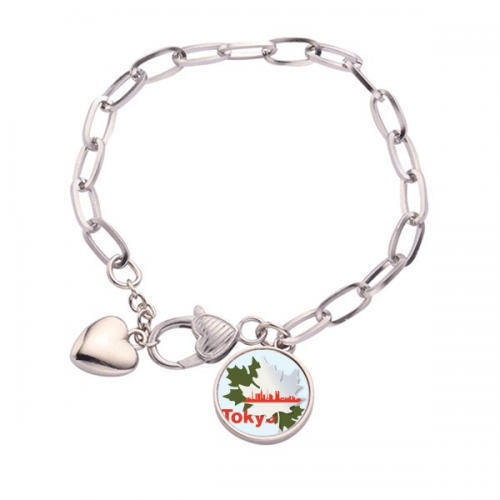 Outline Japanese City Tokyo Heart Chain Bracelet Jewelry Charm Fashion Outline Japanese City Tokyo Heart Chain Bracelet Jewelry Charm Fashion