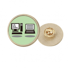 Old Computer Notebook Art Deco Fashion Round Metal Golden Pin Brooch Clip Old Computer Notebook Art Deco Fashion Round Metal Golden Pin Brooch Clip