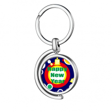 Happy New Year Day Wishes Rotating Keychain Metal Keyring Holder Happy New Year Day Wishes Rotating Keychain Metal Keyring Holder