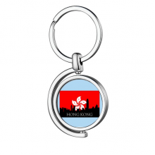 Hong Kong Architectural Landscape Outline Rotating Keychain Metal Keyring Holder Hong Kong Architectural Landscape Outline Rotating Keychain Metal Keyring Holder