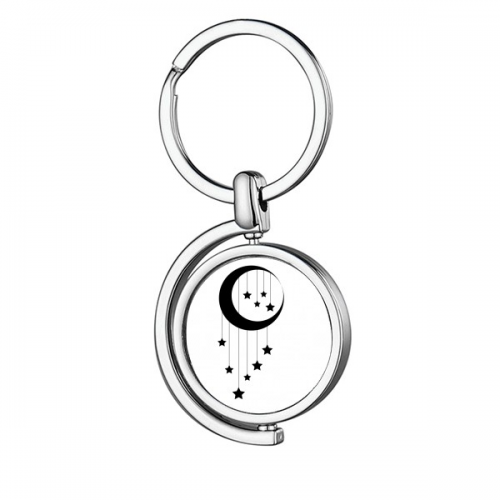 Moon Star Pendant Decoration Rotating Keychain Metal Keyring Holder