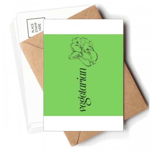 超酷绿色图片素食主义 明信片空白留言信封