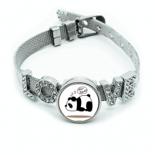 熊猫悬浮眼睛想象 手镯腕水晶钻Love手表式手链