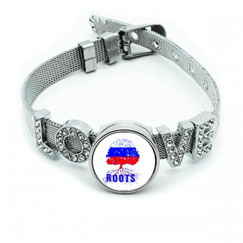 Russian Flag Root Faly Art Deco  Fashion Bracelet Wristband Crystal Love Adjustable Bangle
