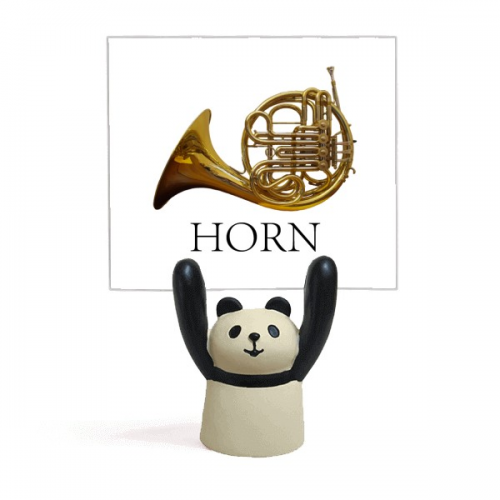 音乐古典乐器演奏圆号 便签架卡通动物熊猫举手装饰