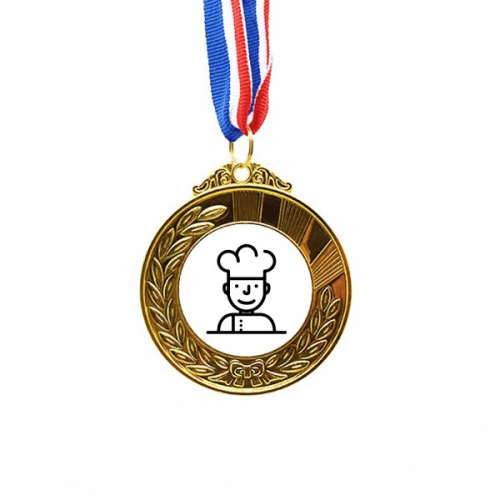 Chef Stick Drawing Brief Concise Amusing Gold Award Winner Medal First Place Ribbon