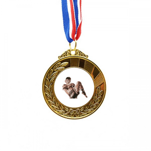 Live Muay Thai Martial Arts Competition Gold Award Winner Medal First Place Ribbon