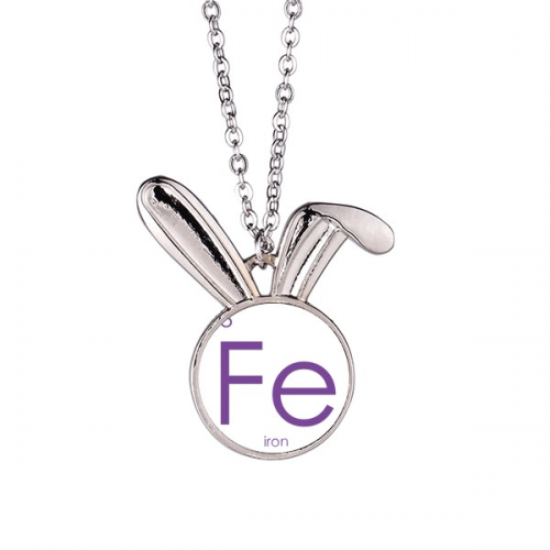 Chestry Elements Period Table Transition Metals Iron Fe Rabbit Necklace Pendant Bunny Animal Jewelry Gift