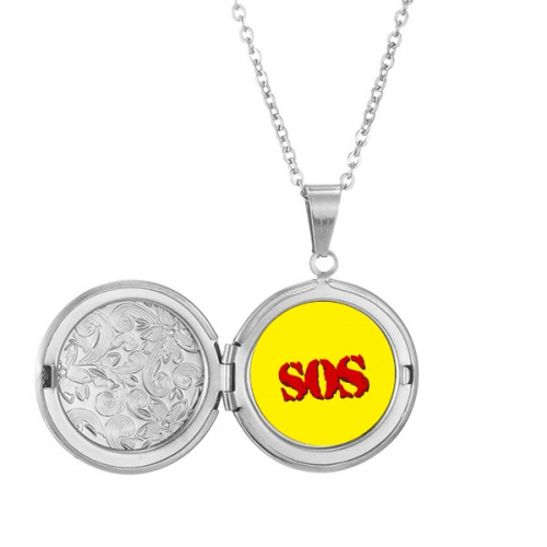 简明SOS求救标志 存照片项链可打开吊坠首饰