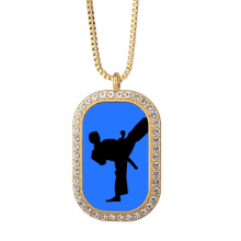 Japanese Taekwondo Outline Martial Necklace Pendant Diamond Crystal Golden Jewelry