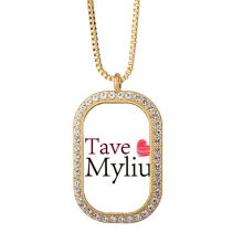 Lithuanian Mandarin Tave Myliu Language Necklace Pendant Diamond Crystal Golden Jewelry