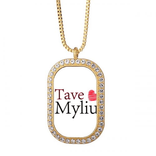 Lithuanian Mandarin Tave Myliu Language Necklace Pendant Diamond Crystal Golden Jewelry