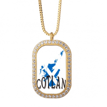 苏格兰地图旗帜文化 金色项链镶钻水晶吊坠吊牌